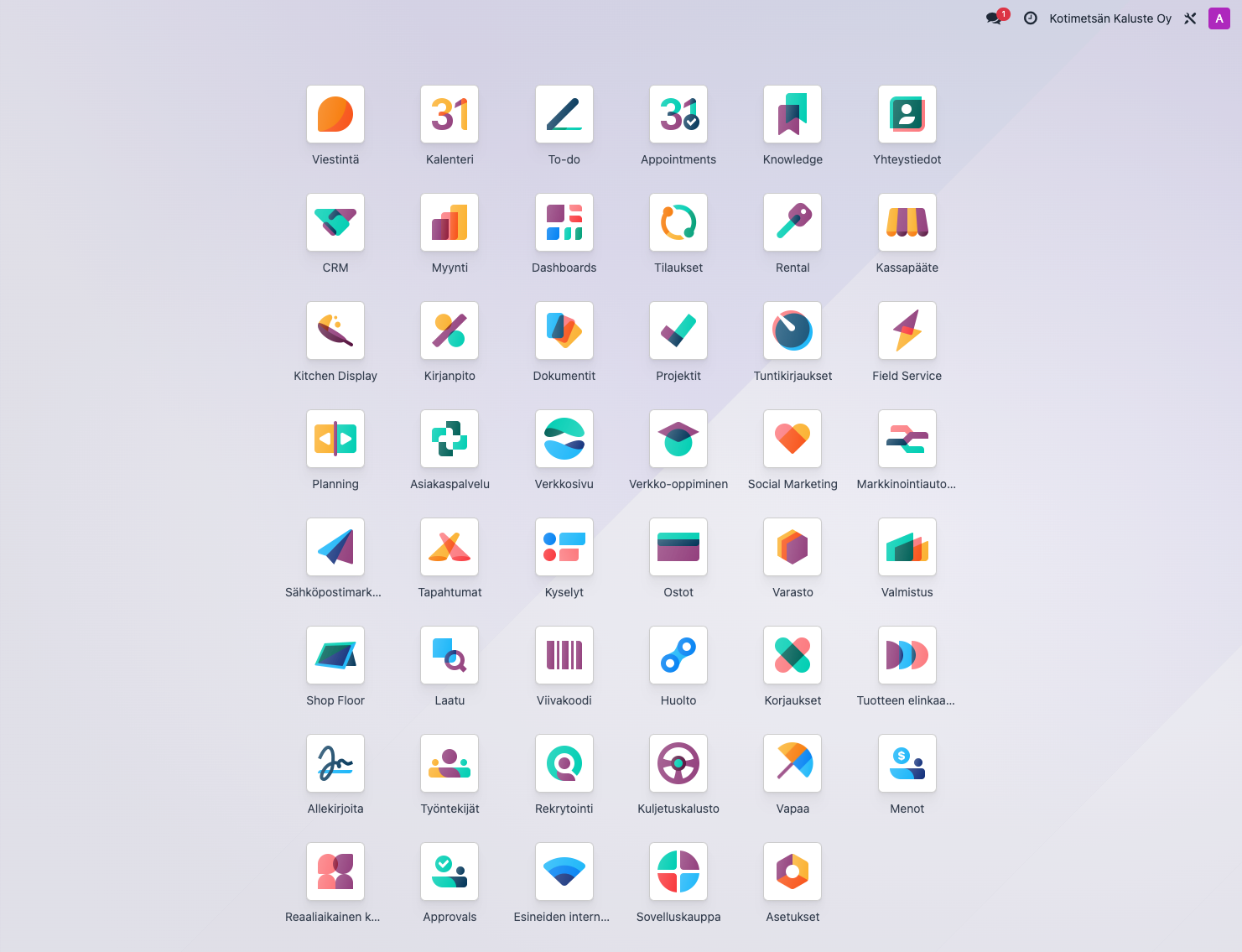 Odoon uusi version 18 dashboard-näkymä